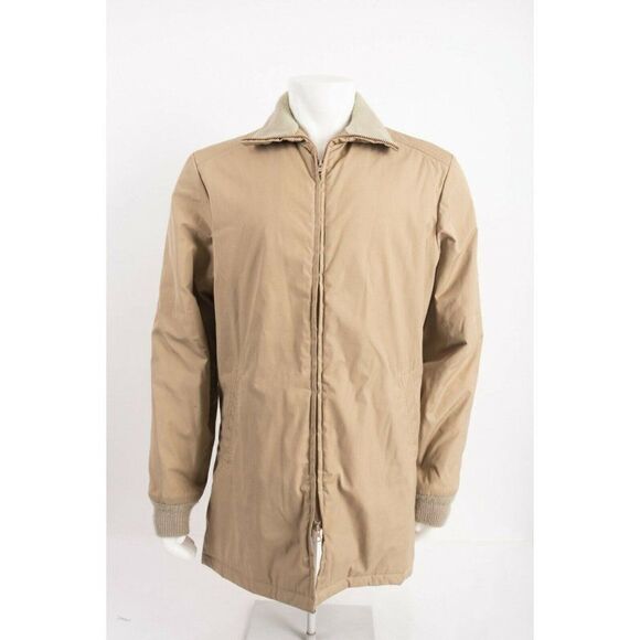 Vintage Woolrich Mens Beige Tan Coat Jacket Parka Collared Size M-L  All Weather - Picture 1 of 6